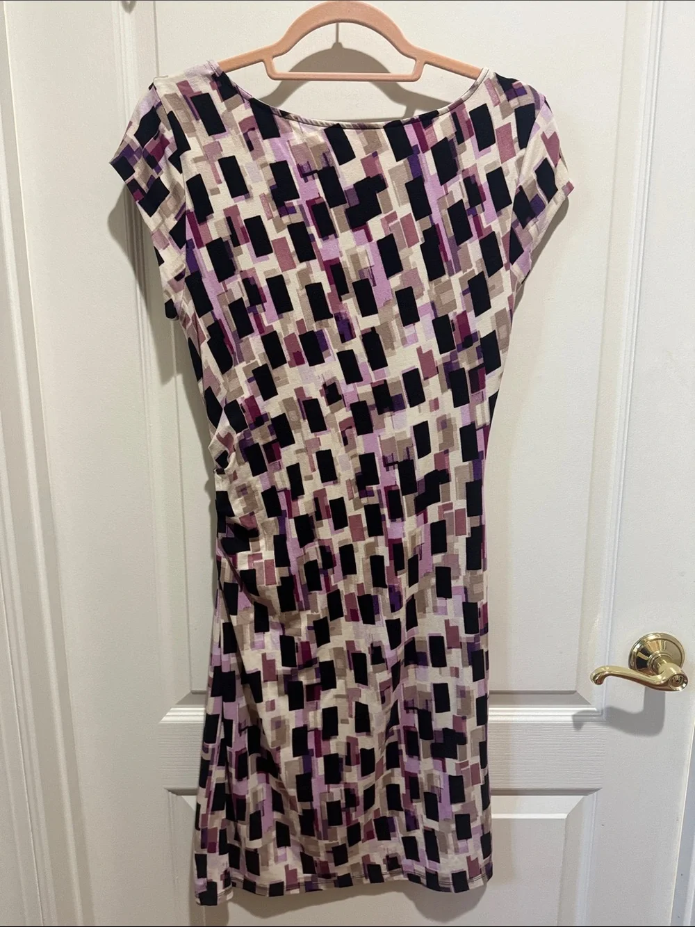 ANN TAYLOR Knit Abstract Purple Lilac Print Sheath Dress size S Small $89 KL EUC